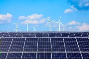 Solar,Photovoltaic,Panels,And,Wind,Turbines.,Energy,Concept
