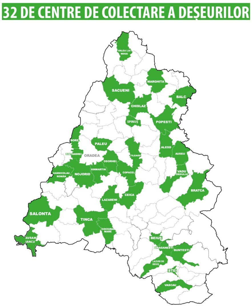 Harta Centre colectare deseuri Bihor