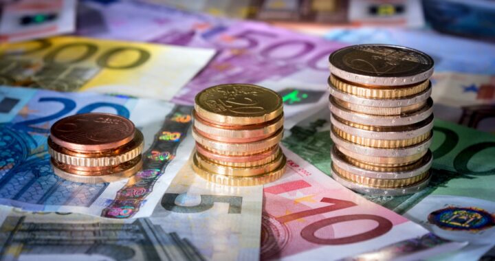 euro, moneda, bancnote, bani