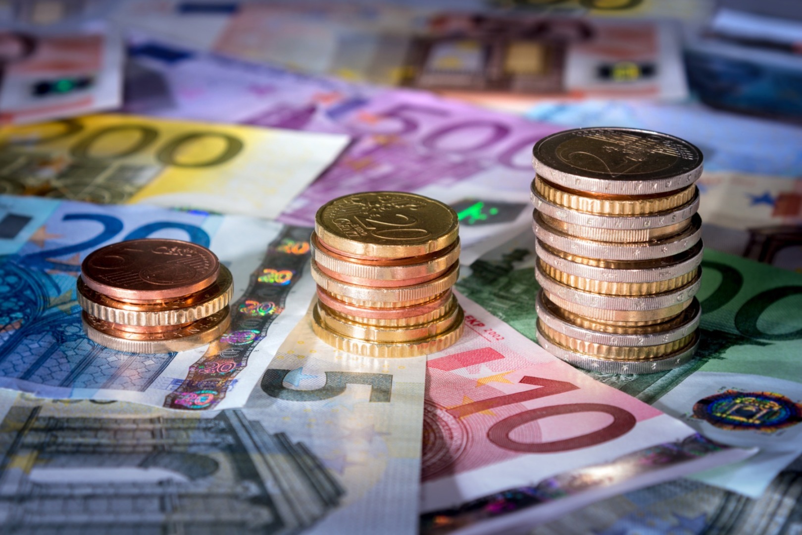 euro, moneda, bancnote, bani