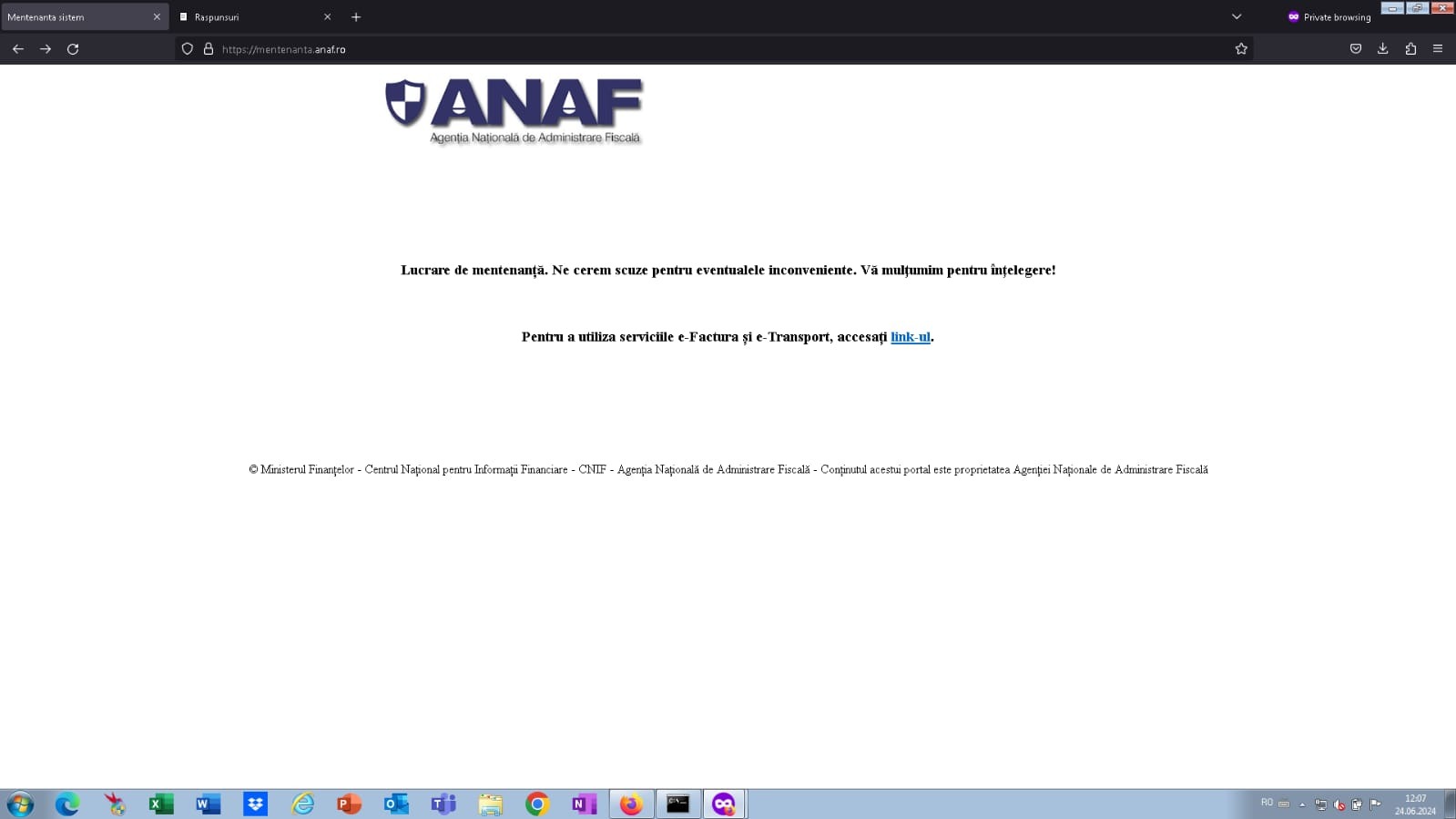 ANAF site nefunctional