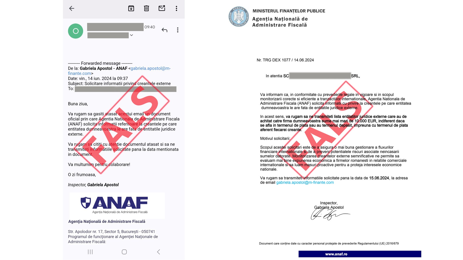 ANAF mesaje False