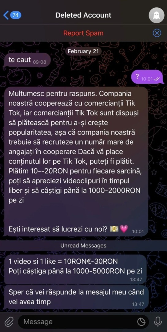 captura reddit cont tiktok telegram task scam6