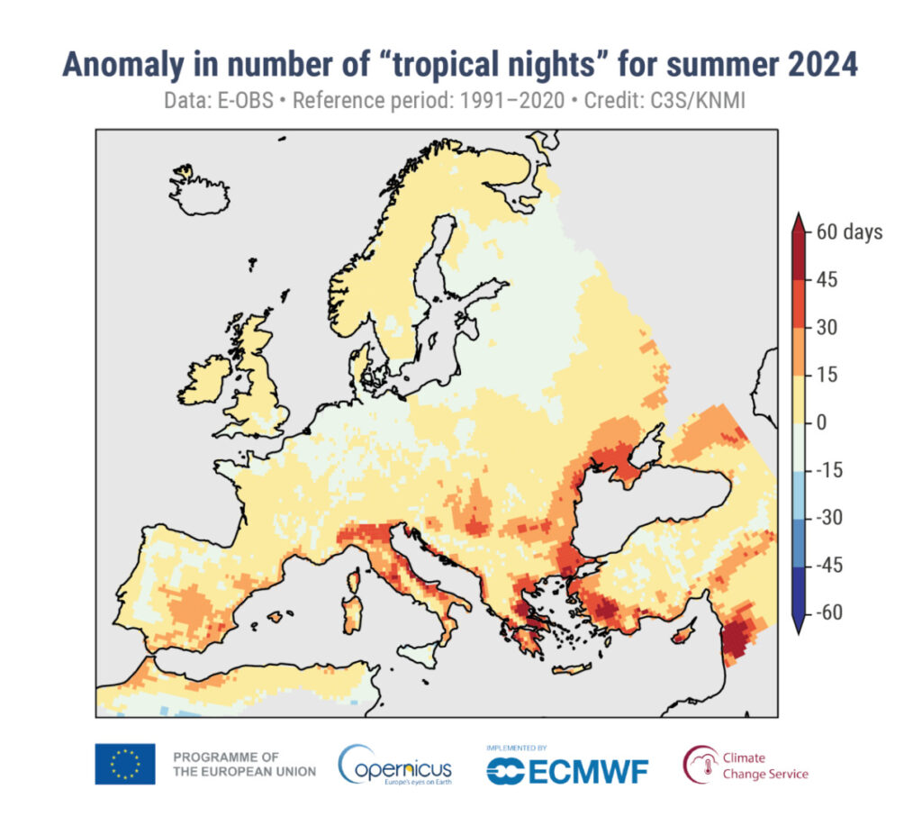 Anomalii temperaturi noaptea vara 2024 Copernicus schimbări climatice