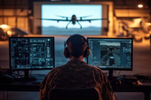 imagine generică cu un operator de dronă militară