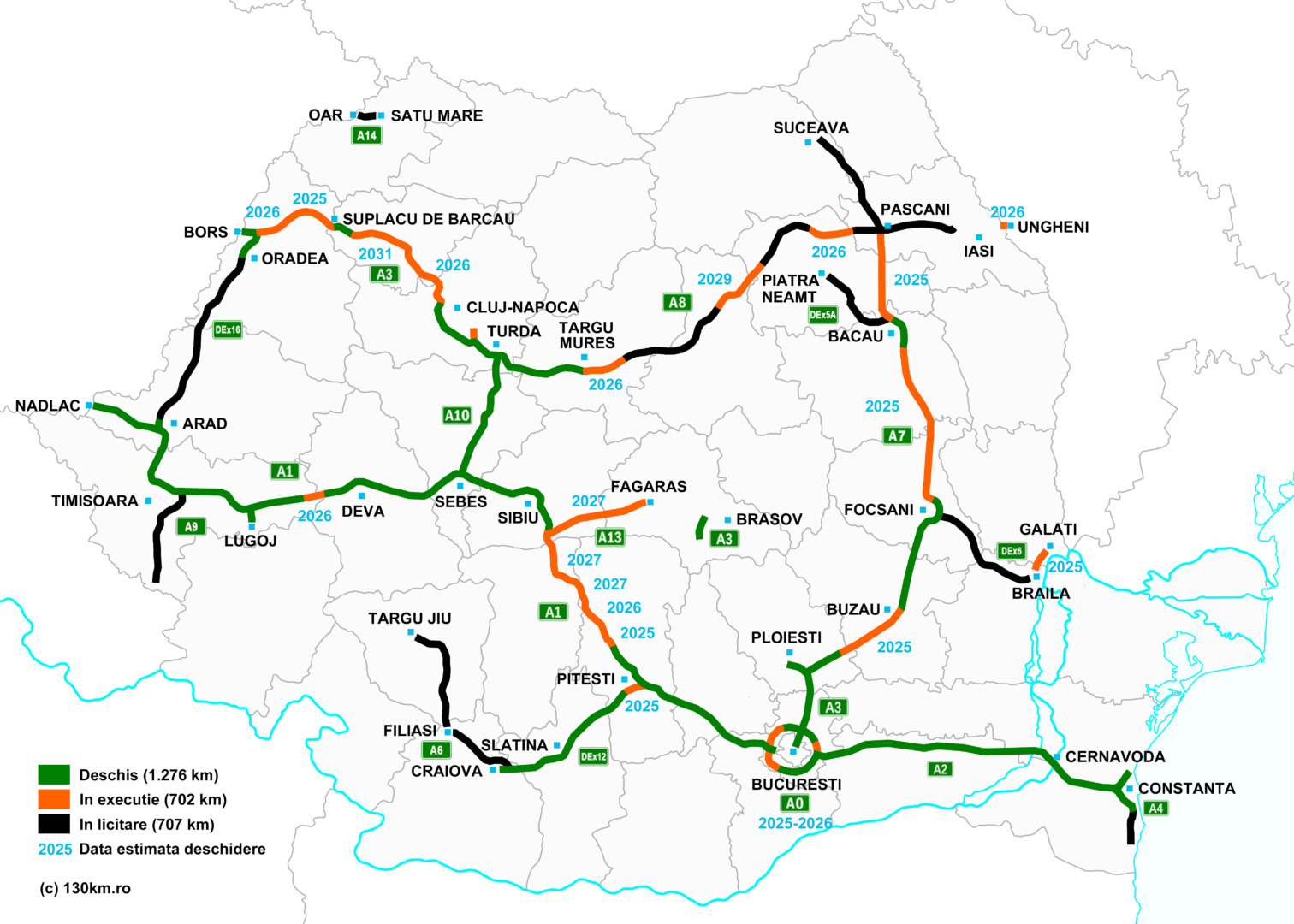 harta-autostrazilor-romania-aprilie 2025