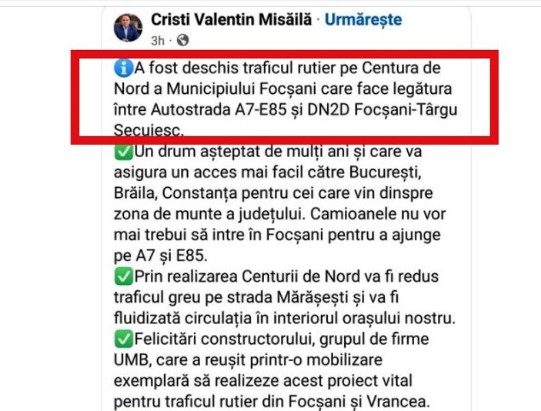 Misaila Focsani Centura Nord