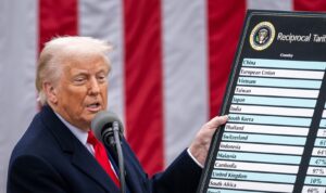 președintele american donald trump prezintă o listă cu tarife