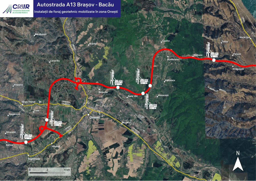 traseu foraje Autostrada A13 Brașov Bacău