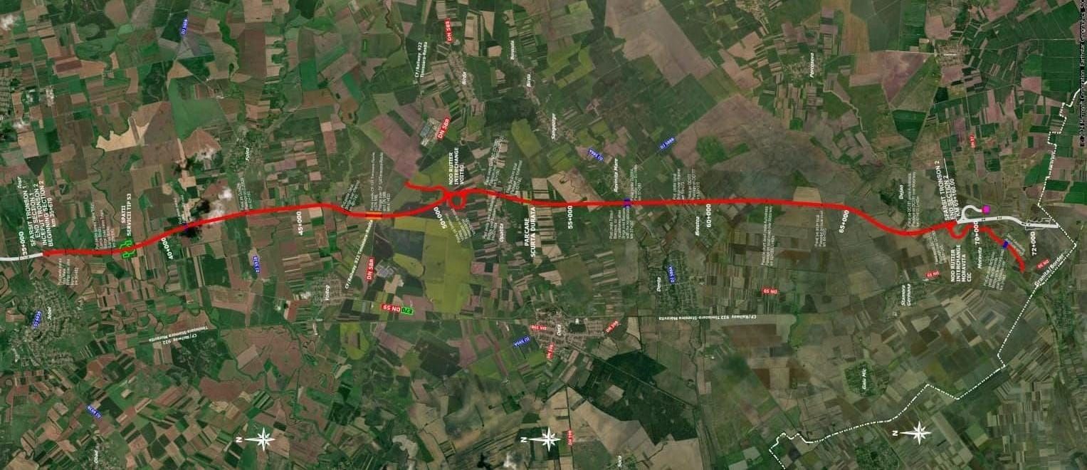 Harta Lotului 2 (Jebel – Moravița) al Autostrăzii Timișoara – Moravița (A9)