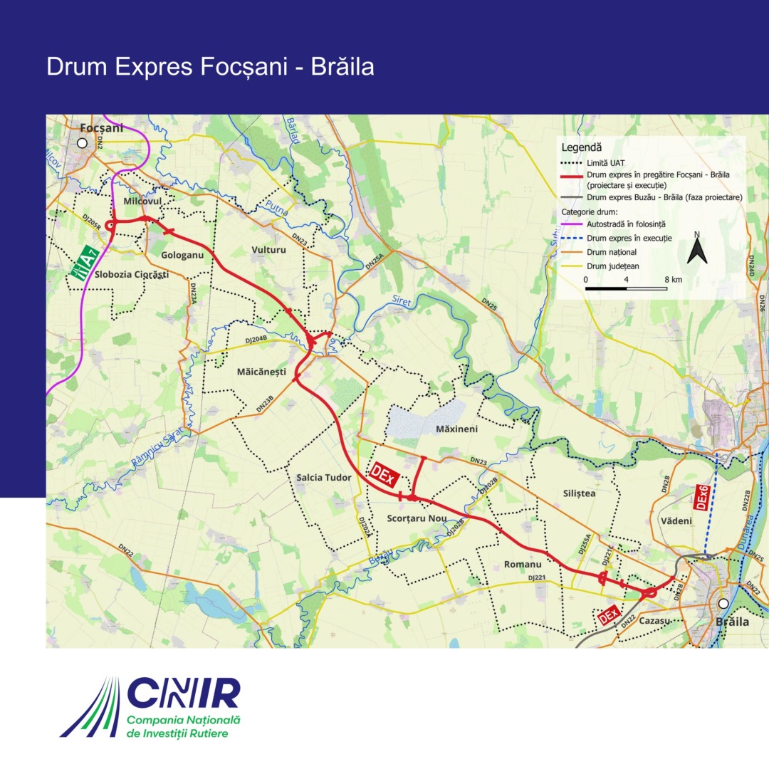Drum Expres Focșani - Brăila harta