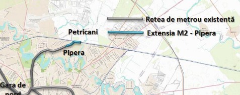 Harta metrou extins M2 Pipera
